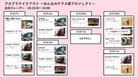 アカプラテイクアウト ～みんなのテラス席プロジェクト～　出店予定