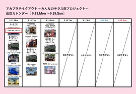 アカプラテイクアウト ～みんなのテラス席プロジェクト～　出店予定