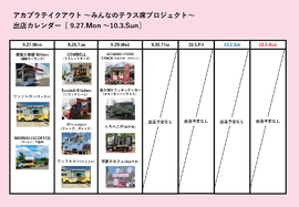 アカプラテイクアウト ～みんなのテラス席プロジェクト～　出店予定